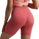 Aoxjox Metamorph Workout Biker Shorts for Women Tummy Control High Waisted Athletic Gym Running Deep V Yoga Short 6" (Spiced Coral, XX-Small)