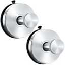 WAYCOM Suction Cup Hooks for Shower, 2Pcs Towel Hooks for Bathroom Wall SUS304 Vacuum Stainless Steel Shower Hooks Bathroom, Kitchen, Glass Door, Tile – Loofah, Towel, Coat, Bath Robe Hook Holder