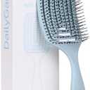 Detangling Brush, Dry and Wet Vented Detangler Hair Brush for Women and Men, Professional Paddle Curved Styling Hairbrush for Straight/Curly/Thick/Long/Wavy/Damaged Hair, Blue