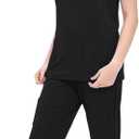 ROMASA Jogging Scrubs Set for Women,Soft and Stretchy Nurse Uniform V-Neck Top and Yoga Jogger Pants with Multi Pocket (X-Large, Black)