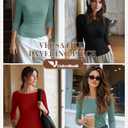 Velvelhall 3 Pack Women's 3/4 Sleeve Tops, 3-Color, Small (M)