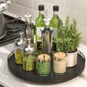 13" Oak Wood Lazy Susan Organizer, Lazy Susan for Cabinet Dining Table Pantry Wood Turntable Organizer Tray for Coffee Table Kitchen Countertop Salt Pepper Spice Organization and Storage Round Black