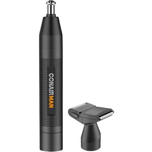 ConairMan Nose Hair Trimmer for Men, For Nose, Ear, and Eyebrows, Patent 360 Bevel Blade for No Pull, No Snag Trimming Experience, Cordless Trimmer 2 piece Set with Detail and Shaver Attachments (1 Count (Pack of 1))
