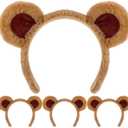 DaliDali Brown Bear Ears Headband Adult, Bear Ear Headband Hairband for Makeup Face Washing School Performances, Bear Costume for Halloween Festival Cosplay Party (4 Count)