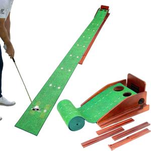 Golf Putting Green Indoor - Practice Uphill Putts, 3-Level Adjustable Incline, Auto Ball Return and Foldable Solid Wood Base, Golf Training Aid for Home, Office, Backyard - Golf Putting Mat
