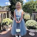 Flower Girl Dress for Wedding Tea Length Lace Applique Tulle Princess Kids Birthday Pageant Party Gown with Bow-Knot