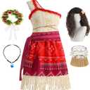 Princess Costume Dress up Clothes for Girls Halloween Cosplay Outfit (140 (8-9T), White)