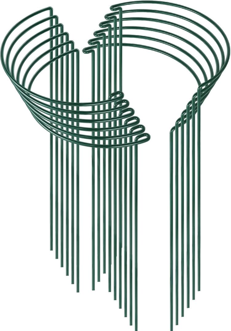 HiGift 12 Pack 10" W x 24" H Plant Stakes for Indoor Plants, Metal Garden Peony Support Cages, Outdoor Plant Supports Ring Prop, Large Plant Stake for Hydrangea,Rose,Flower,Vine,Potted Plants