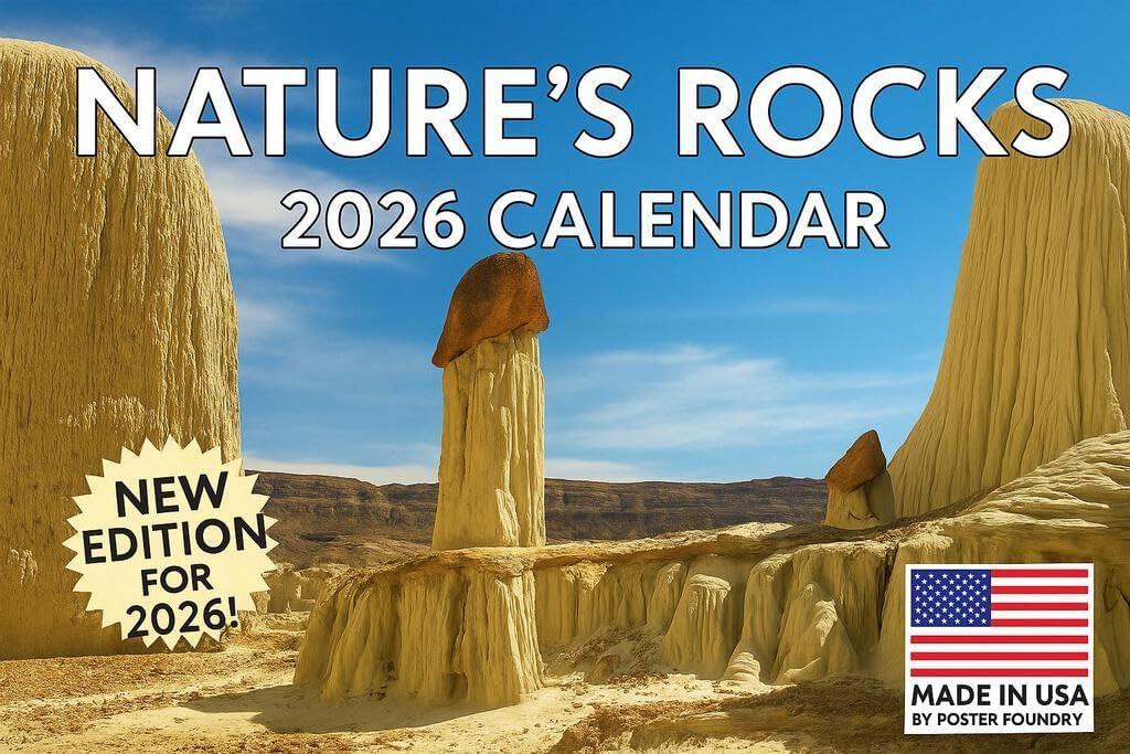 Natures Rocks Calendar 2026 Monthly Wall Calender 12 Month | American Made In The USA