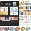 Blosssound 34 x 27 All About Letter Pocket Chart 103 ABC Flash Cards Letter of The Day Week Chart Alphabet Tracing Educational Wall Poster Preschool Homeschool Learning Activities (Black)