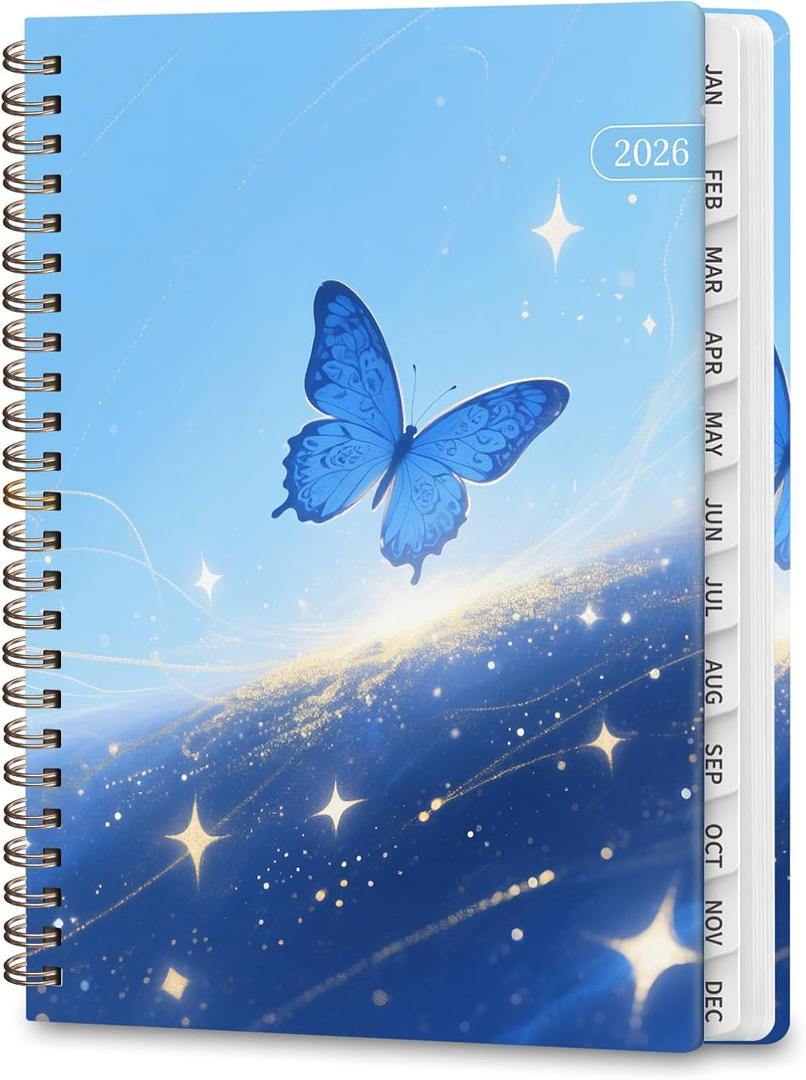 2026 Planner, Weekly and Monthly Academic Planner Calendar (JAN.2026 - DEC.2026), Planning Agenda Book, for Office Desk Accessories and School Supplies, A5(6.3" x 8.5") (Stellar Butterfly)