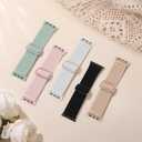 Easuny 5 Pack Stretchy Bands Compatible with Apple Watch 38mm 40mm 41mm 42mm 44mm 45mm 46mm Women, Elastic Fabric Nylon Strap Wristband for iWatch SE 3 2 1 Series 11 10 9 8 7 6 5 4 3 Boho Solo Loop (B6:Light Green/Pink/White/Black/Dark Pink)