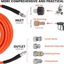 50FT Sewer Jetter Kit for Pressure Washer, 5800 PSI Water Jet Drain Cleaner Hose With Corner Rotating Button Nose Nozzle, 1/4 Inch NPT, Spanner Handle and Strap