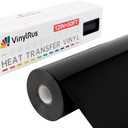VinylRus Heat Transfer Vinyl-12” x 50ft Black Iron on Vinyl Roll for Shirts, HTV Vinyl for Silhouette Cameo, Cricut, Easy to Cut & Weed