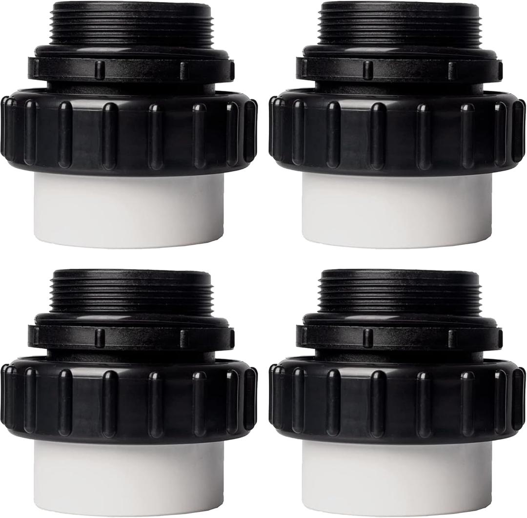 TonGass (4-Pack) 2" MIP x 2" PVC Hi-Temp Unions Compatible with Pentair Whisperflo & Intelliflo Pool Pumps Hand-Tightened Pool Pump High Temp Unions Replacement for Schedule 40 Male Adapters