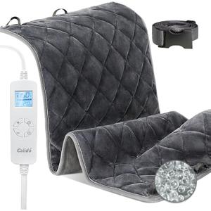 Weighted Heating Pad for Back & Cramps Relief, 17" x 33" Extra Large Electric Heat Pad with Waist Belt for Neck Shoulders
