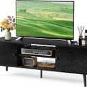DUMOS TV Stand for 55 60 inch TV, Entertainment Center with Storage Cabinet, Mid Century Modern Media Console Table, Adjustable Hinge, Wooden Television Furniture for Living Room, Office - Black