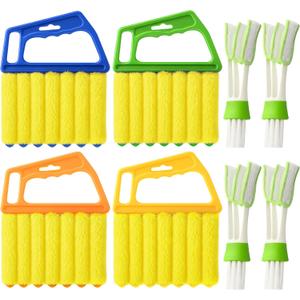 Blind Cleaner Duster Tool - 4 Pcs 7 Fingers Anti-Shedding Window Blind Cleaner Tool and 4 Pcs Air Vent Cleaner, with High-Density Microfiber Fleece and Ergonomic Handle, Detachable and Washable