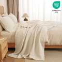 PHF 100% Cotton Waffle Weave Throw Blanket, Soft Lightweight Breathable Cozy Throws for Couch Bed Sofa, Luxury Aesthetic Blanket Gift for Home Decor & Office, 50"x60", Natural