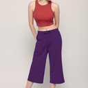 Lock and Love Womens Capri Pants Loose Yoga Pants Wide Leg Drawstring Comfy Lounge Pajama Capris Sweatpants with Pockets (Small, Wb2381_purple)