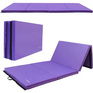 Fitvids Folding Exercise Aerobics Mat, 4'x10'x3" Extra Thick High Density Anti Tear Gymnastics Gym Folding Exercise Aerobics Mats for MMA, Stretching, Cheerleading Martial Arts, Gymnastic, Blue