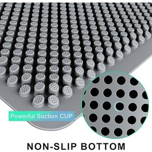 Fowooyeen Outdoor Door Mat, 30'' x 17'' Silicone Scraper, Non-Slip Washable Weatherproof Entrance Mat, Low-Profile Shoe Cleaner for Indoor or Outdoor Use, Gray