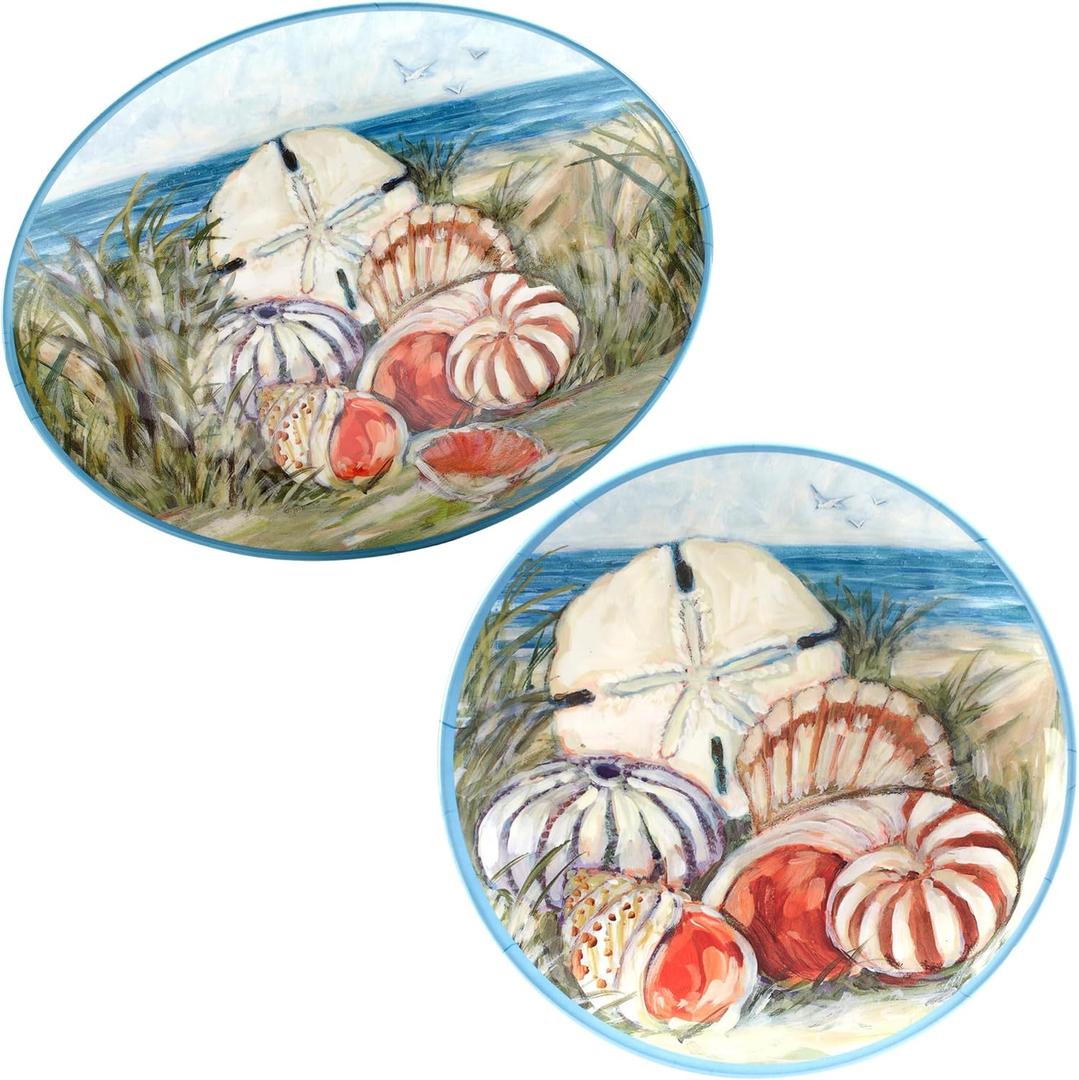 Certified International Seacoast Melamine 2 Pc Platter Set, Multicolor