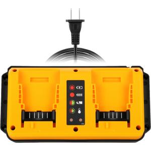Charger Station Dual Port for Dewalt 20V Max Battery, Tools Chargers Replacement for Dewalt 14.4V/20V Batteries DCB206 DCB204 DCB208 DCB200 DCB201 DCB140 DCB141