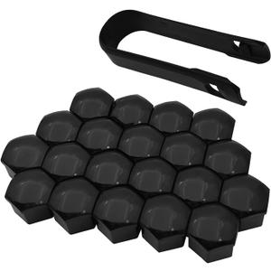 20 PCS Lug Nut Covers, 21mm Bolt Cover Caps with Removal Tool, Hexagonal Plastic Dustproof Wheel Nut Rim Cover, Universal for Most Cars Lug Nut Caps (Black #21mm)