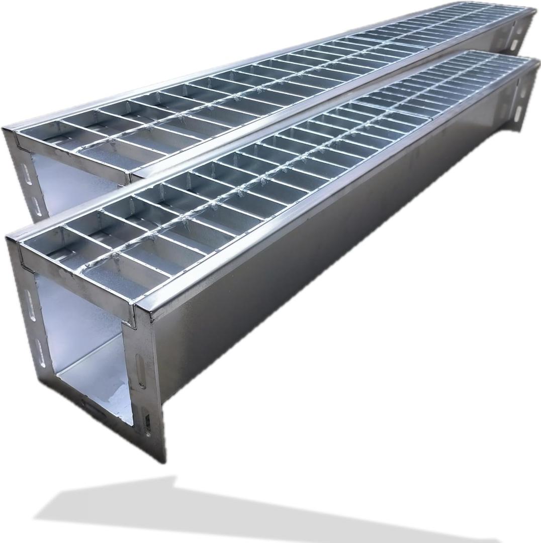 304 Stainless Steel Channel Drain with Galvanized Steel Grate 39.4x5.9x5.5 in, B Class Drain Kit for 3 Pipe, Heavy Duty Durable Trench Drain System for Outdoor, Driveway, Yard 304 Stainless Steel Channel Drain with Galvanized Steel Grate 39.4x5.9x5.5 in, B Class Drain Kit for 3 Pipe, Heavy Duty Durable Trench Drain System for Outdoor, Driveway, Yard