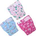 CuteBone Washable Dog Diapers Female No Tail Hole 3 Pack Reusable Doggie Period Training Pants for Docked-Tail Frenchie French Bulldog Boston Terrier Without Tail WWD15L, L
