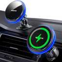 for Magsafe Car Mount Charger, 15W Fast Charging LED Magnetic Wireless Car Charger, Car Phone Holder Charger Mount Fits Air Vent Dashboard for iPhone 16 15 14 13 12 Pro Max Plus,MagSafe Case (Black)