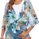 RELLECIGA Beach Cover Up for Women Swimsuit Kimono Cardigans Loose Casual Bathing Suit Coverups (Large, Leaf Print)