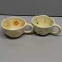 Vesici 4 Styles Cute Ceramic Flower Coffee Mug Set 8.5 oz Christmas Vintage Aesthetic Floral Tea Coffee Cup with Handle Dishwasher Microwave Safe for Woman Girls Gifts