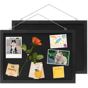 DAHAPYBOO Cork Board with Linen Black 2Pack,Bulletin Board 17"x12", Corkboards for Office Home School Message Board or Vision Board Decoration.