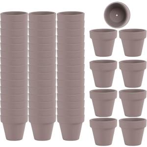 54 Pcs Small Mini Grey Clay Pots 2.1'' Terracotta Pot Clay Ceramic Pottery Planter Cactus Flower Pots Succulent Nursery Pots- Great for Window Boxes, Cactus, Plants, Crafts, Wedding Favors (Gray)