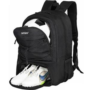 Youth Soccer Backpack - Soccer Bag with Shoes and Ball Compartment Sports Bag for Basketball Volleyball Football (Black)