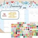 Calendar 2025-2026, Monthly Desk Calendar from July 2025 to December 2026, 17" x 12", Large Desktop Calendar Monthly, Perfect for Home or Office, Floral (Apricot with Desk Mat(15" x 12")