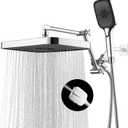 14 Inch Rain Shower Head with Handheld Spray Combo and Extention Arm, Rainfall Waterfall High Pressure Large Shower Heads, Dual Showerhead with 3-Way Diverter - Height/Angle Adjustable(Chrome)