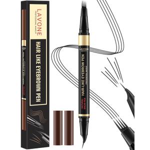 LAVONE Eyebrow Pen, 2-in-1 Eyebrow Pencils for Women with 4 Tip Microblading Eyebrow Pencil and Curved Precise Brow Pencil, Waterproof Eyebrow Pencil Create Full, Natural Hair-Like Brows, Black