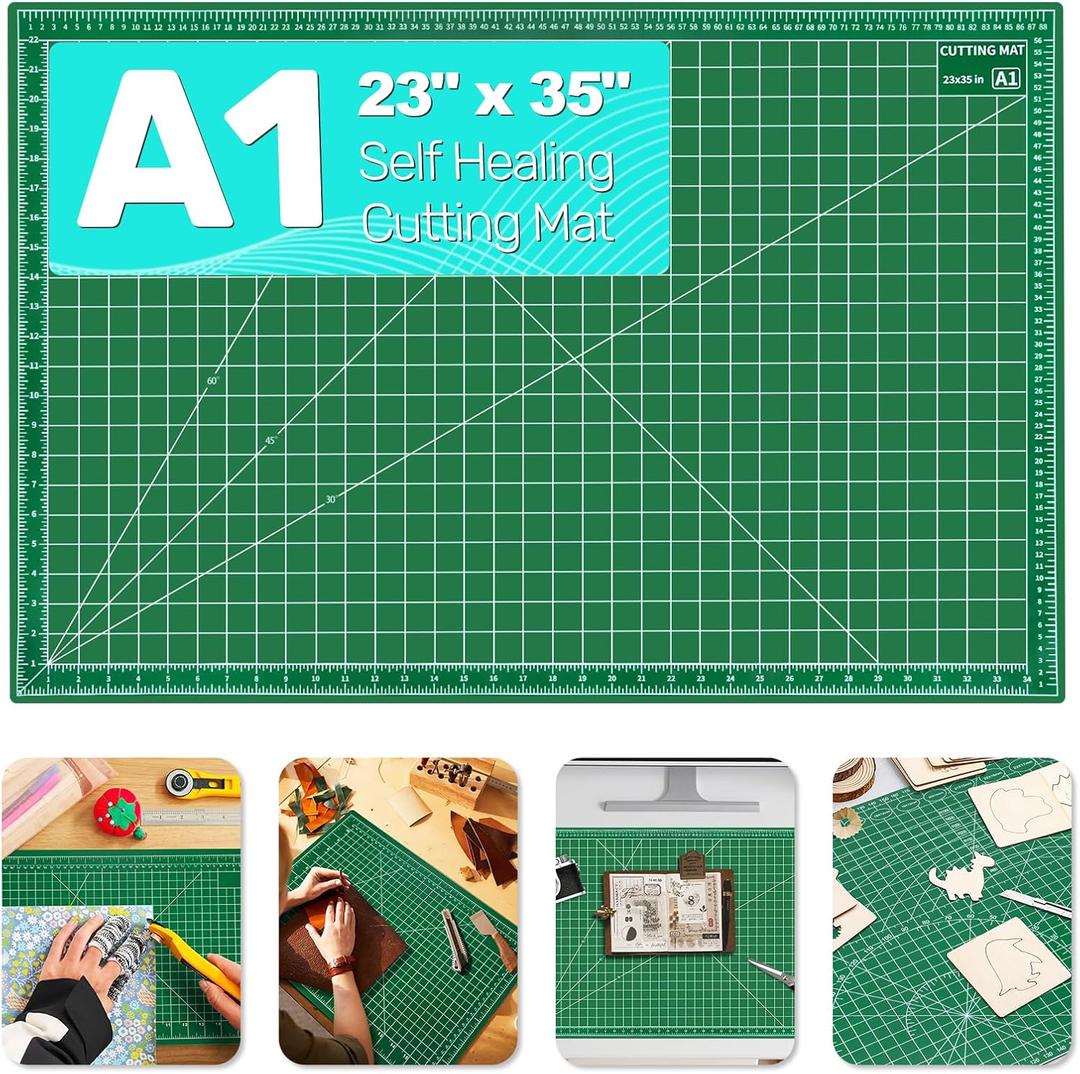 Large Self Healing Cutting Mat 23" x 35", Double-Sided, A1, Green