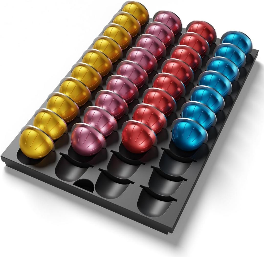 Coffee Pod Drawer Insert Compatible with Nespresso Vertuo40 Capsules Storage Holder Tray for Counter Drawer in Home Kitchen Office