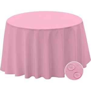 BYDOLL Table Cloth 60 Inch Round Tablecloth Fits Max50 Inch Diameter Table Top,Pink Polyester Washable Wrinkle-Free Spillproof Tablecloth for Party Patio Cover