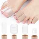 16PCS Silicone Toe Sleeves Gel Corn Protectors Toe Tube Cushions with 4 Size, Soft Corn Pads Covers for Women Men Pain Relief, Calluses, Blisters, Bunion, Hammer (8gel+8nylon)