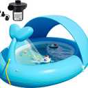 Inflatable Kids Pool with Canopy,Blue Whale Sprinkler Baby Swimming Pool for Toddlers,Portable Kiddie Pool for Backyard Outdoor Water Fun 76.0"64"37.4"