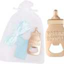 24 Pack Poppin Bottle Shaped Bottle Opener Baby Shower Favor 1st Birthday Gifts for Guest Wedding Party Favor Party Souvenir and Birthday Party Keepsake Decoration (Blue, 24)