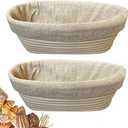 RoEsha 10 Inch Oval Bread Banneton Proofing Basket Set of 2, Sourdough Proofing Basket kit for Artisanal Baking – Bread Making Tools For Professional & Home Bakers (10 inch oval- 2 pack)