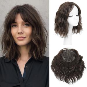 UDU Short Wavy Hair Topper for Women with Thinning Hair, 11 Inch Natural Looking Hairpiece, Volume Booster Wiglet for Coverage, Heat Resistant Synthetic Topper for Women (Mixed Golden Chestnut) UDU Short Wavy Hair Topper for Women with Thinning Hair, 11 Inch Natural Looking Hairpiece, Volume Booster Wiglet for Coverage, Heat Resistant Synthetic Topper for Women (Mixed Golden Chestnut)