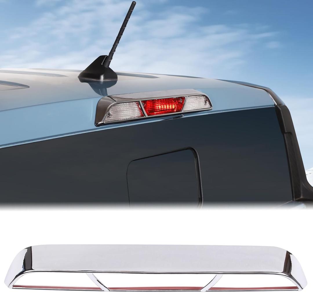Car Third 3rd Brake Light Trim Frame Compatible with Ford Maverick 2022-2025 Third Brake High-position Center LED Light 3rd Brake Tail Light Shell Cover High Mount Stop Lamp Protect Chrome Accessories (White Bright)