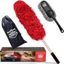 Car Duster Exterior Scratch Free,Car Dust Brush with Extendable Telescoping Handle to Remove Pollen,Dusters for Truck,RV and Motorcycle,Large Mop Head, Wax Cotton HairAuto Care